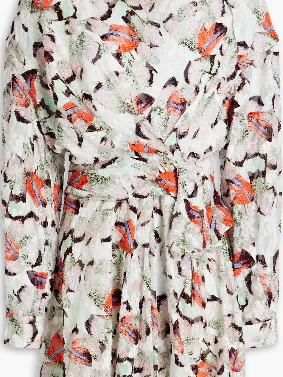 cedar draped printed fil coupé silk and cotton-blend mini dress