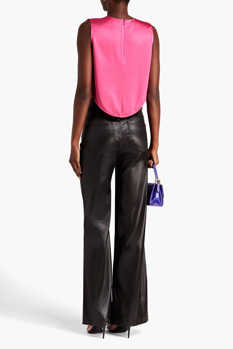 LAPOINTE CROPPED CREPE SATIN TOP