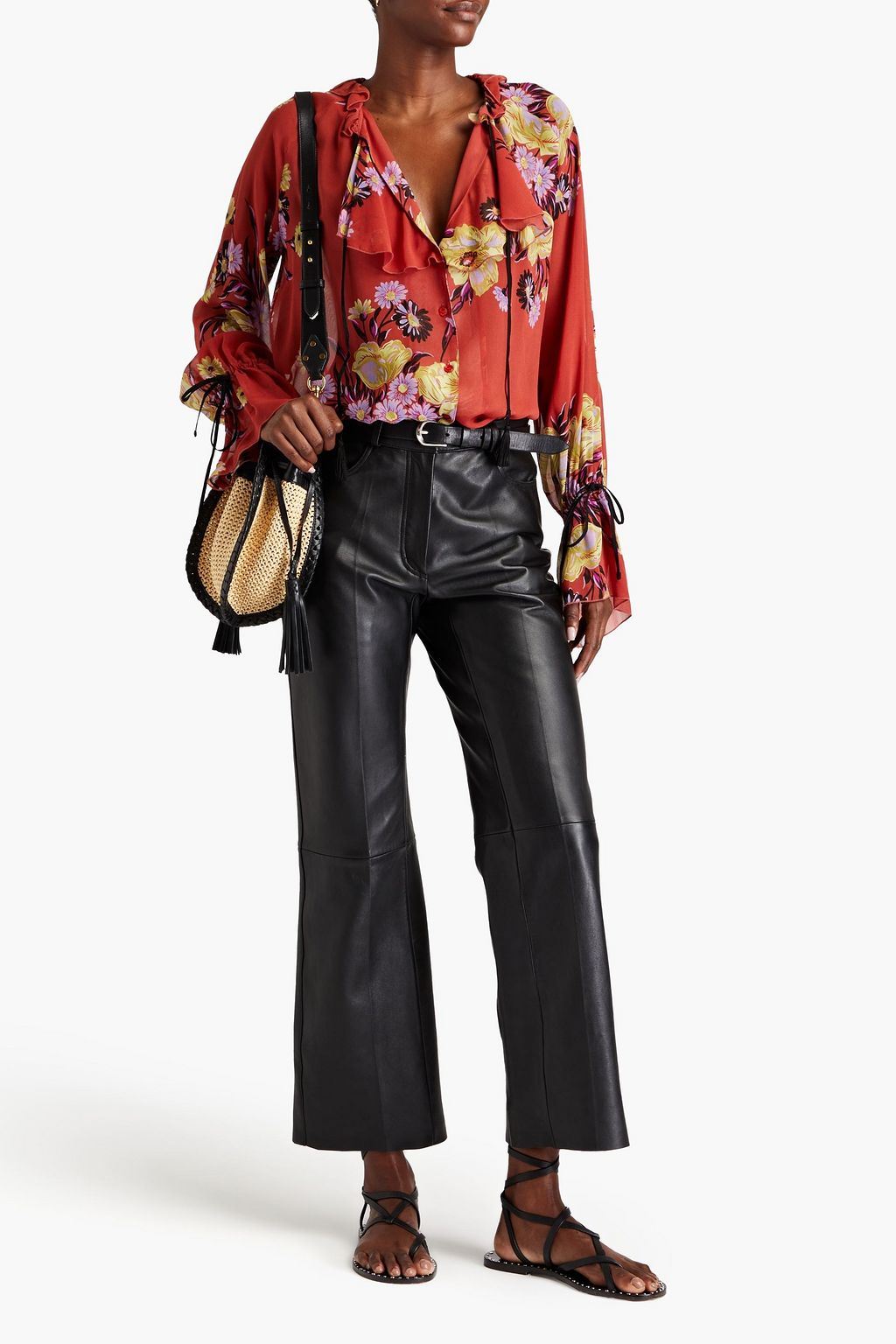 ETRO Ruffled floral-print crepe top