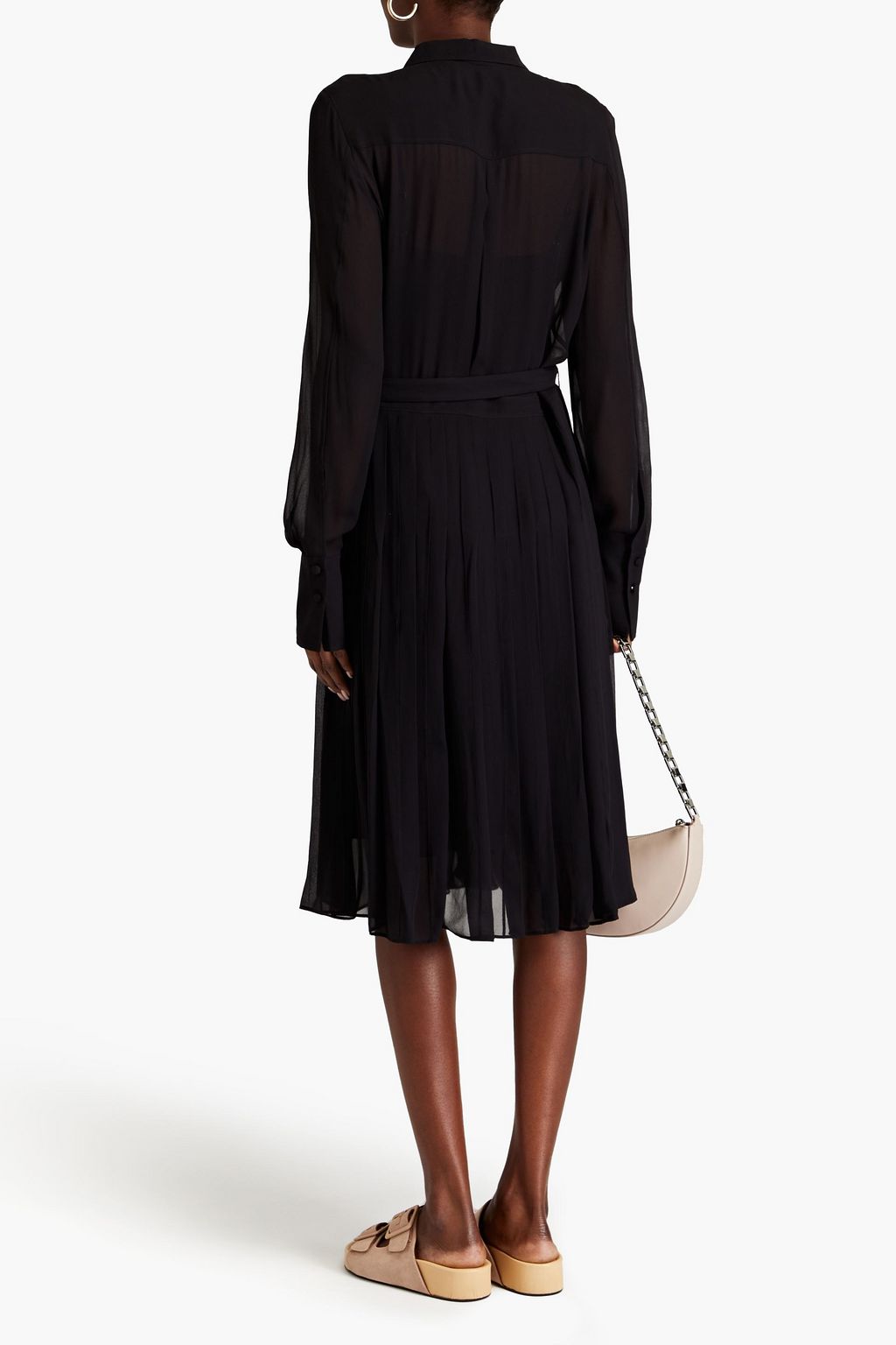 RAG & BONE ジョーゼット ミディシャツワンピース ベルト付き プリーツ入り
