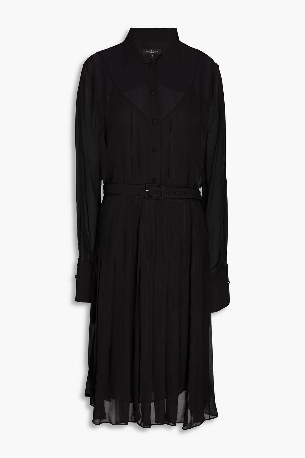 RAG & BONE Shane belted pleated chiffon midi shirt dress | THE OUTNET