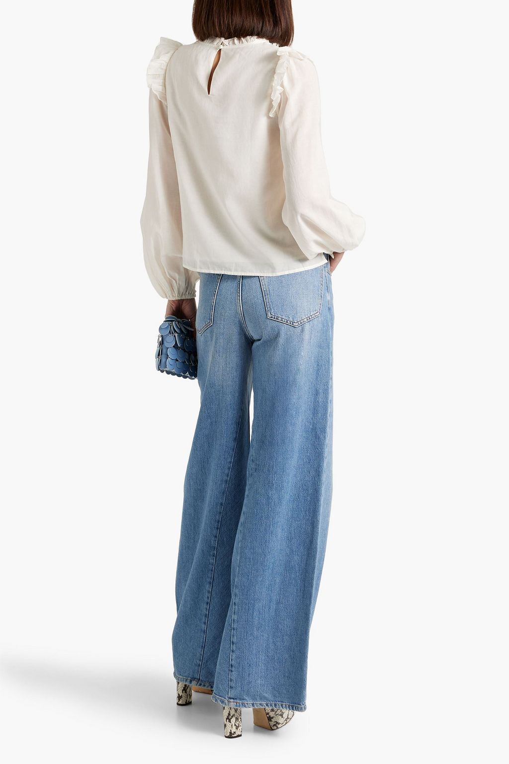 CAMI NYC コットン混 ブラウス ラッフル付き ペイズリープリント