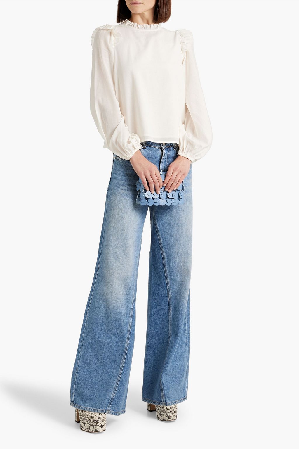 CAMI NYC コットン混 ブラウス ラッフル付き ペイズリープリント