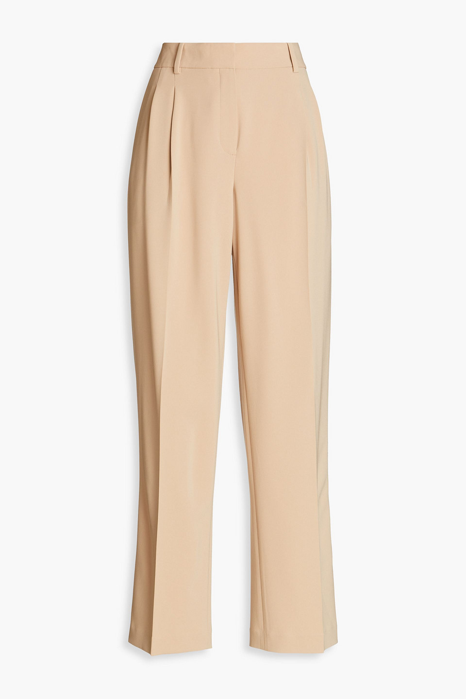 Theory Pleated Crepe Straight-leg Pants In Sand
