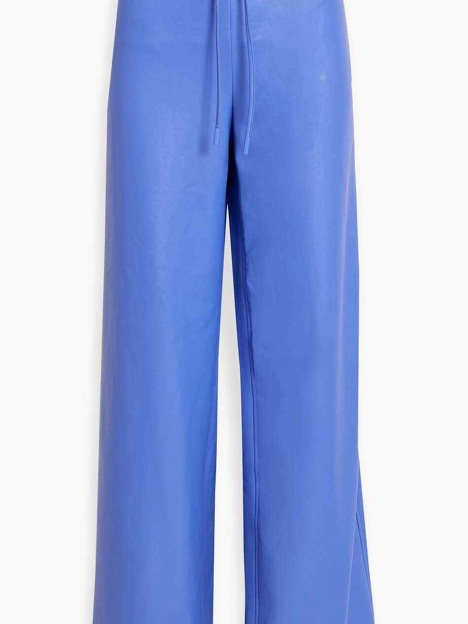 belted faux-leather wide-leg pants