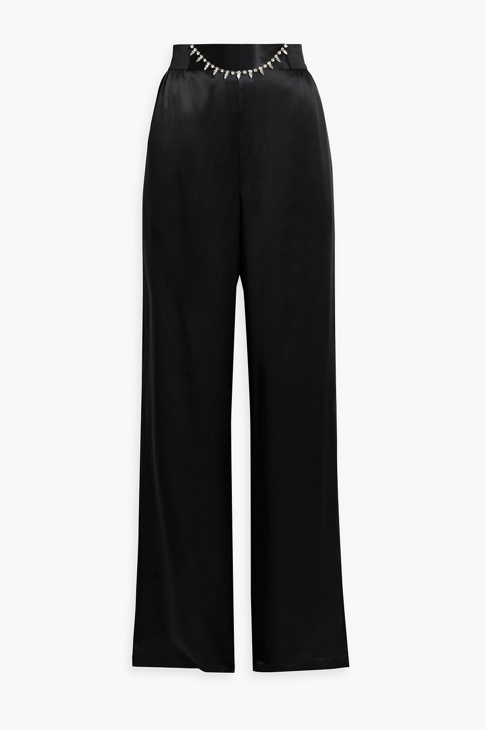 Cami Nyc Laura Crystal-embellished Silk-satin Wide-leg Pants In Black