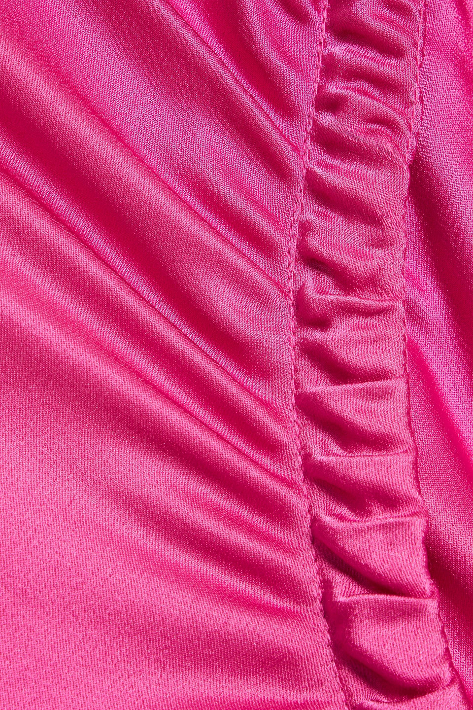Lapointe Ruched Satin-crepe Midi Skirt In Bright Pink