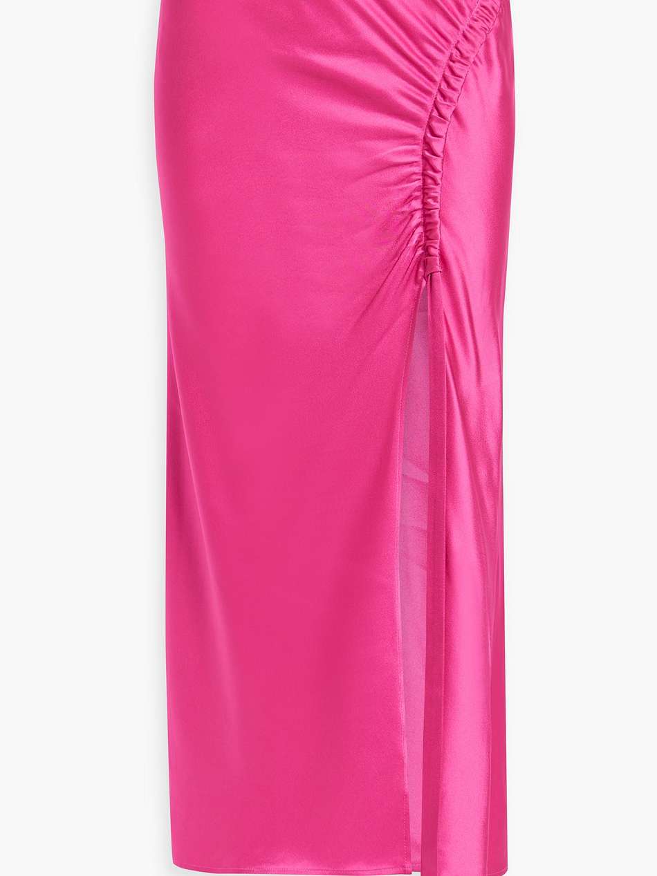 ruched satin-crepe midi skirt