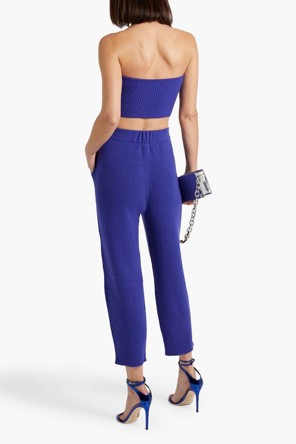 LAPOINTE Strapless cropped ribbed cashmere top