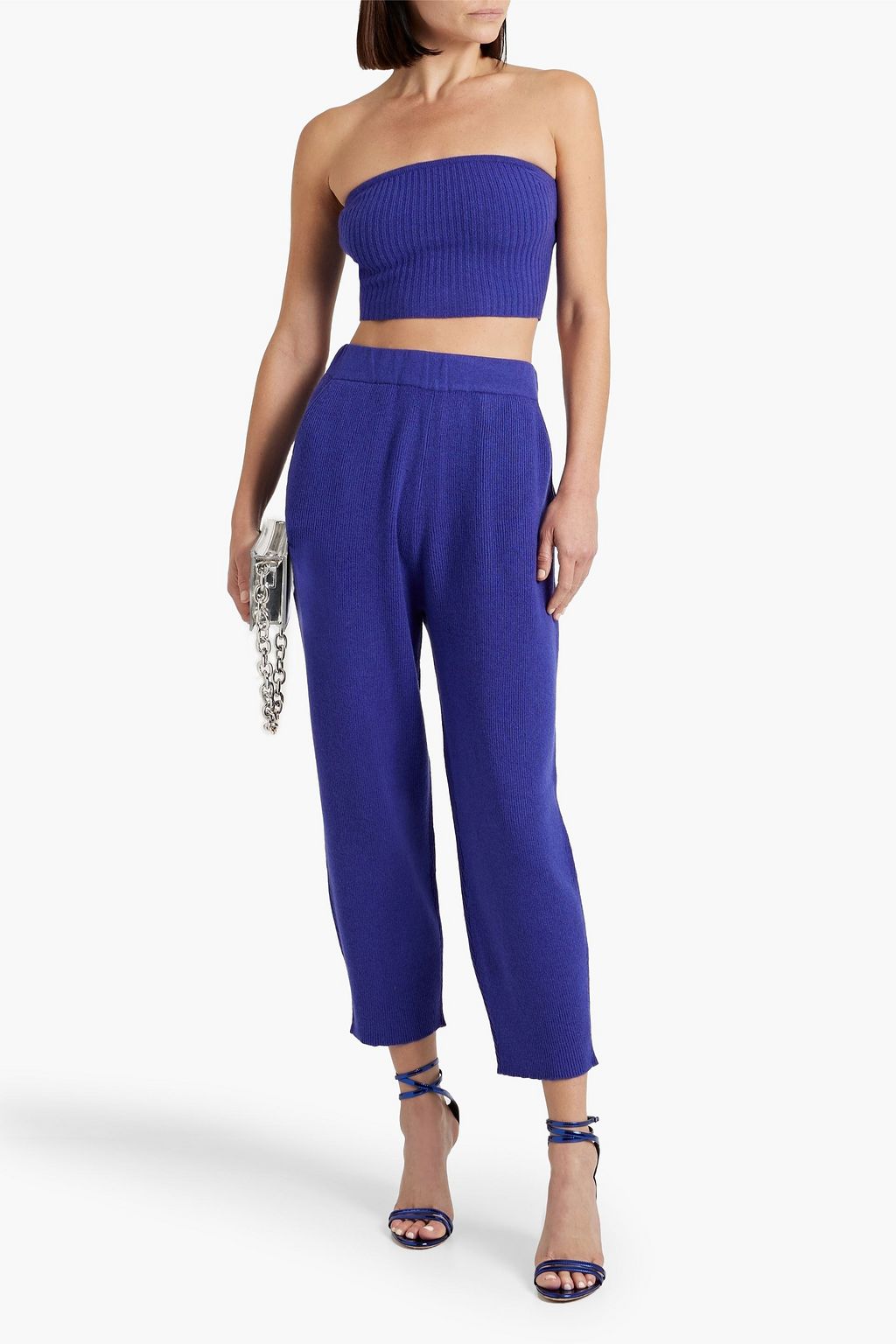 LAPOINTE Strapless cropped ribbed cashmere top