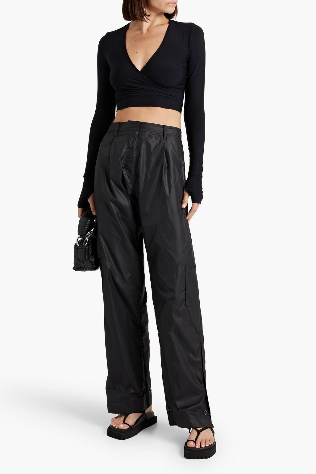 COMMANDO Butter cropped wrap-effect stretch-Micro Modal top