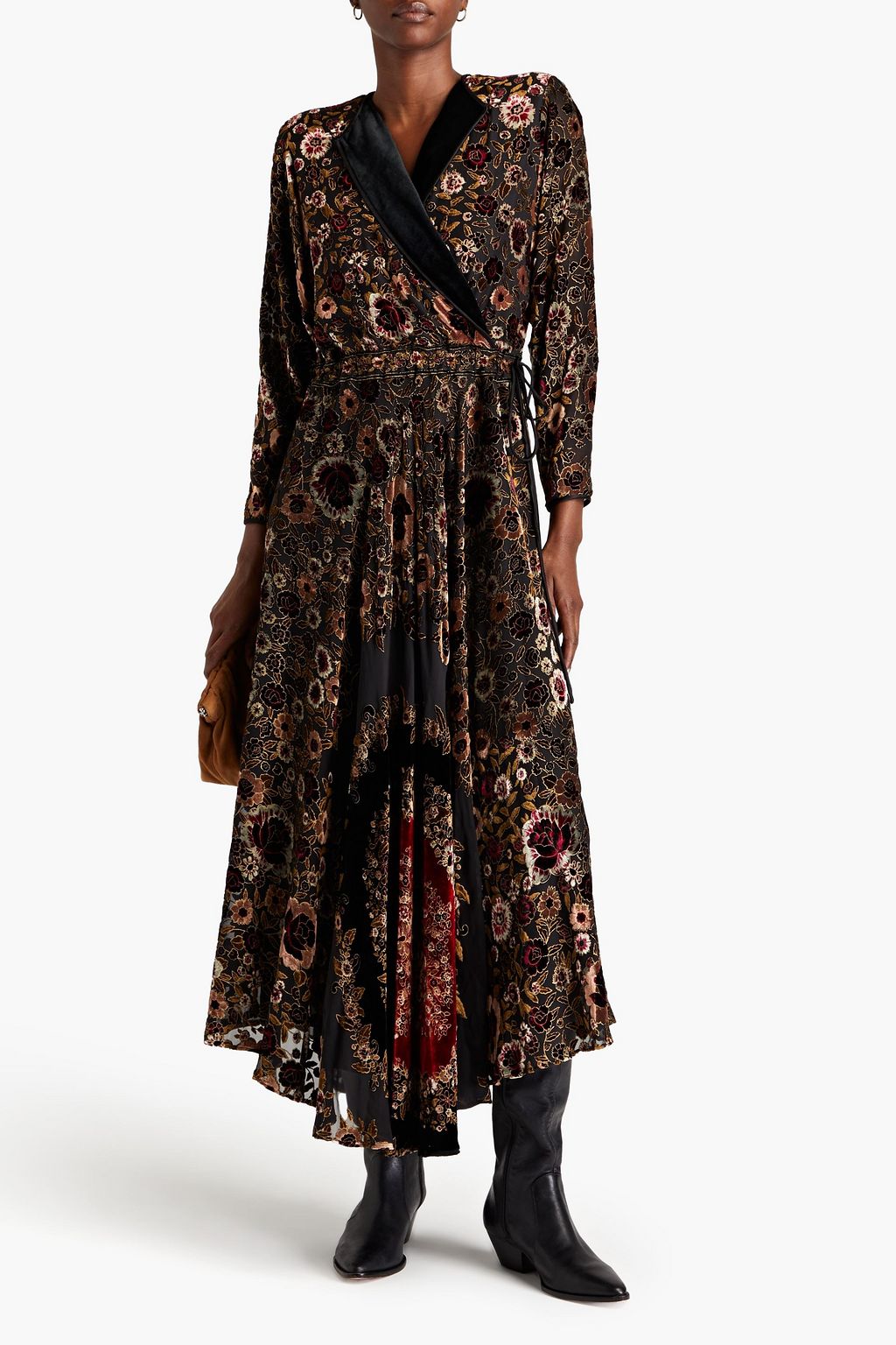 ETRO Wrap-effect devoré-velvet maxi dress
