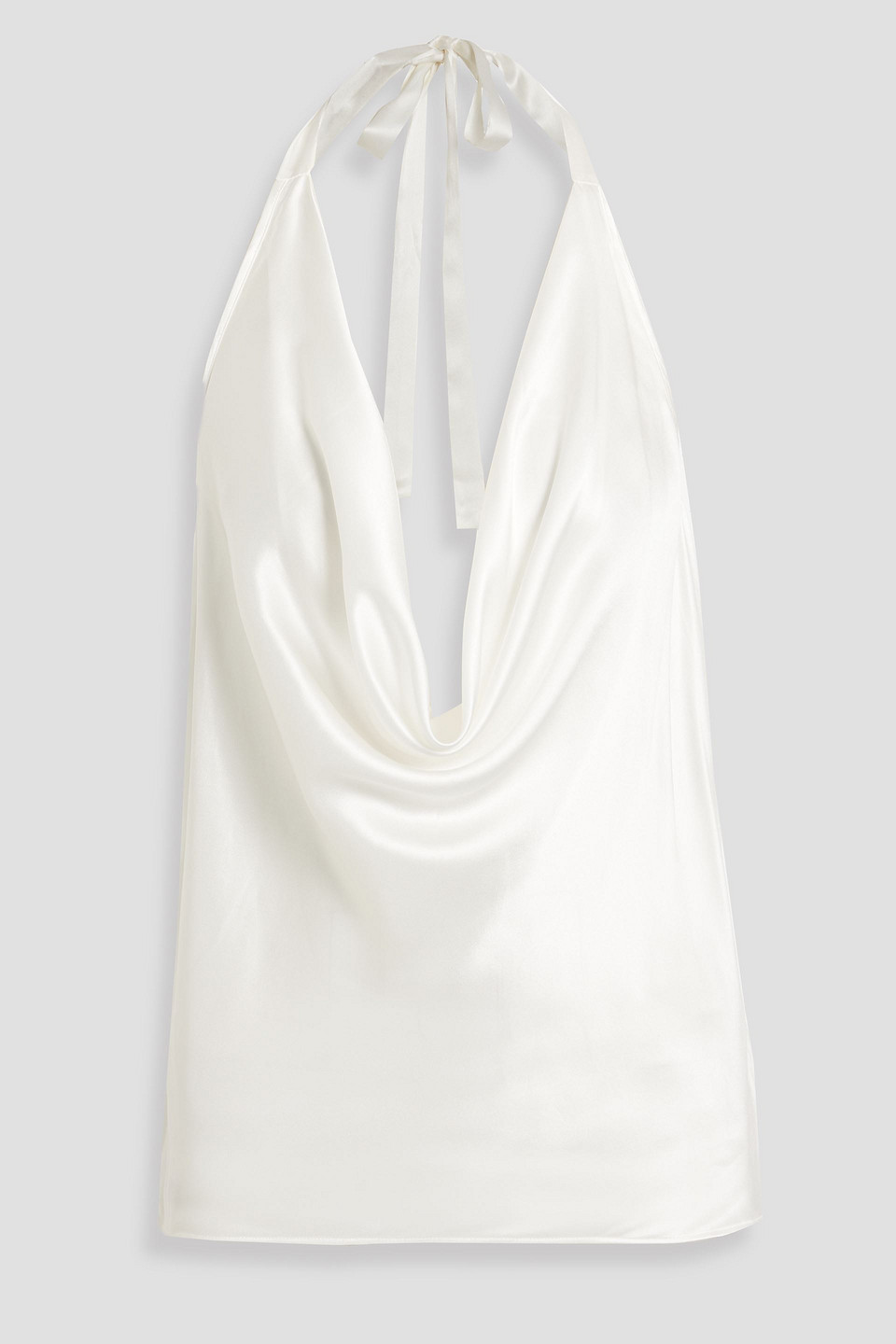 Cami NYC Jackie draped silk-satin halterneck top