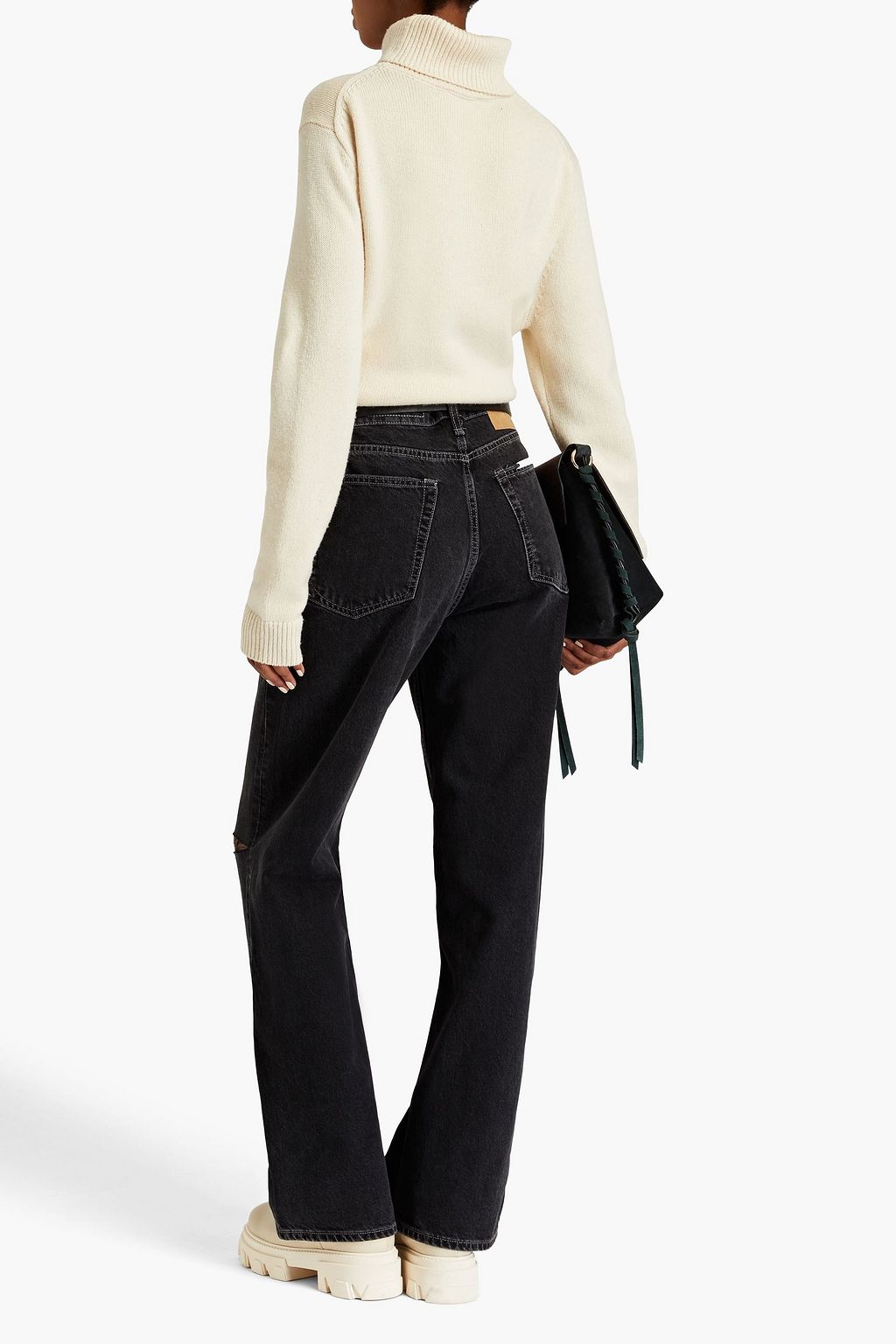 RAG & BONE Logan distressed high-rise wide-leg jeans