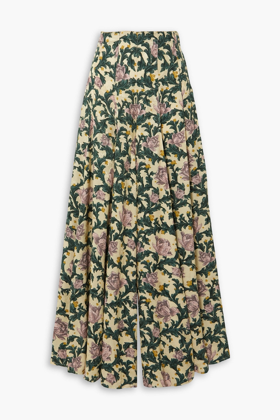 Shop Agua By Agua Bendita Gaita Floral-print Ecovero-blend Jacquard Wide-leg Pants In Pastel Yellow