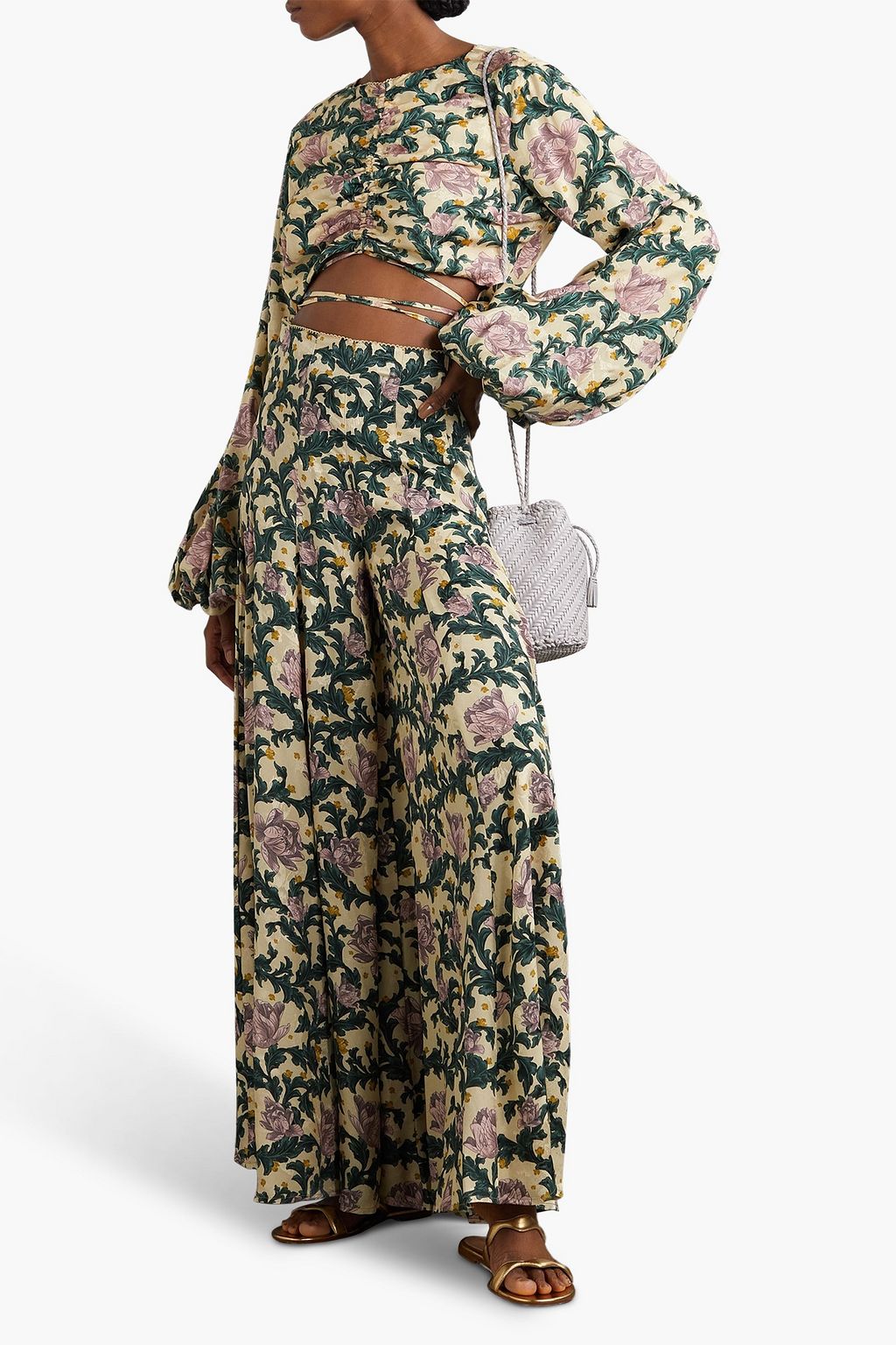 AGUA BY AGUA BENDITA Gaita floral-print ECOVERO-blend jacquard wide-leg pants