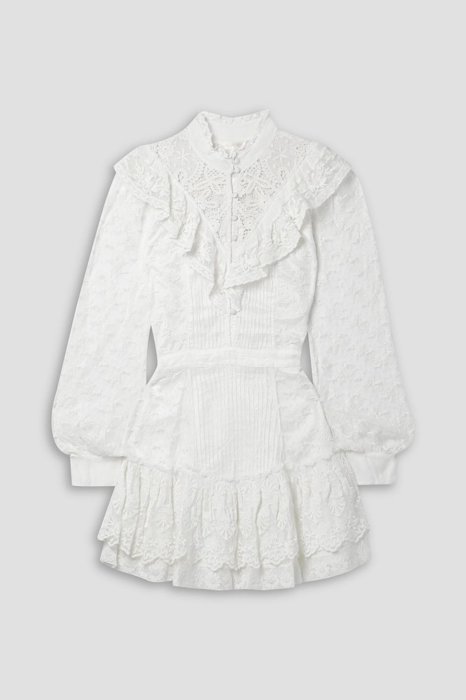 LOVESHACKFANCY Trisha crocheted lacetrimmed embroidered point d'esprit