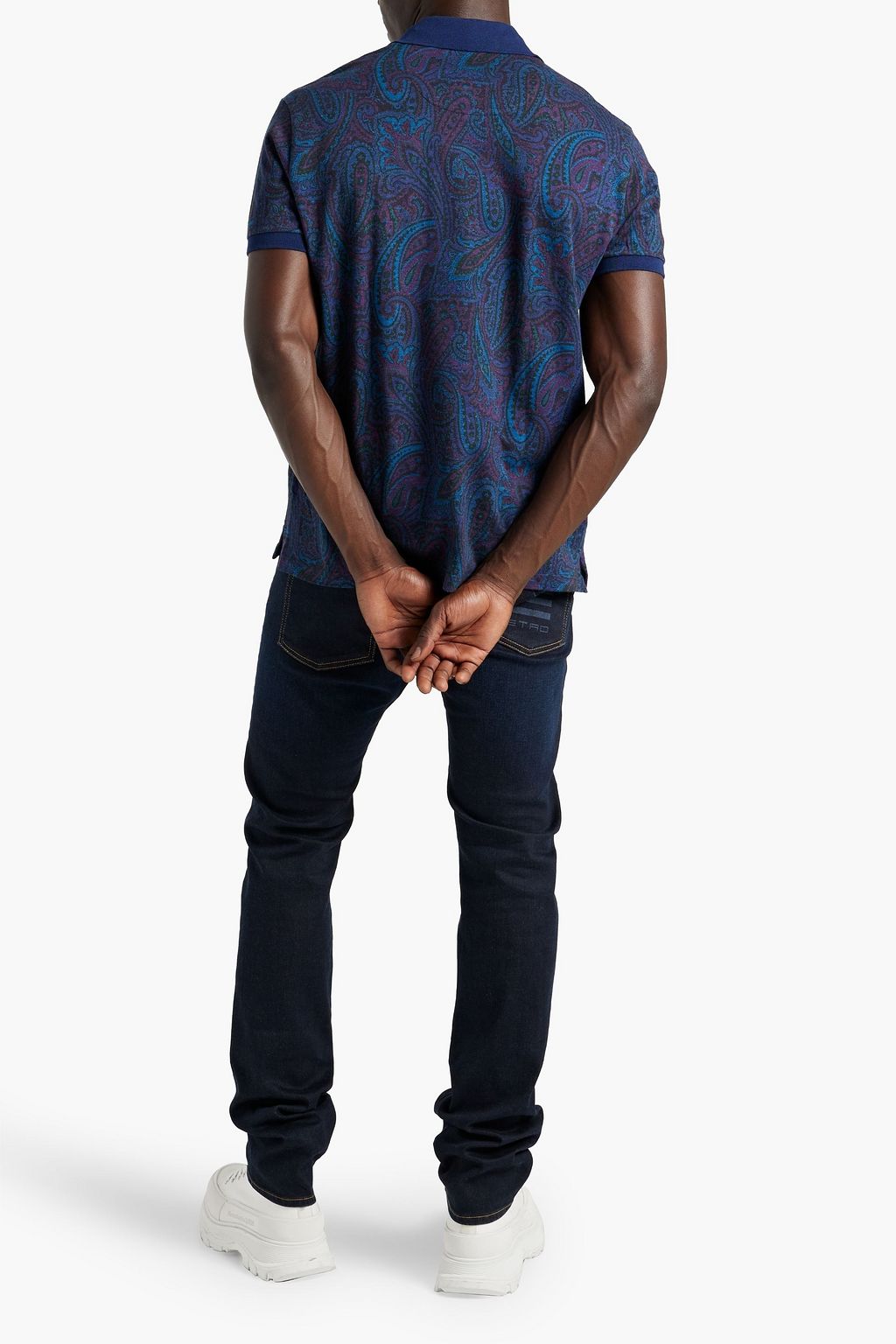 ETRO Printed cotton and cashmere-blend polo shirt