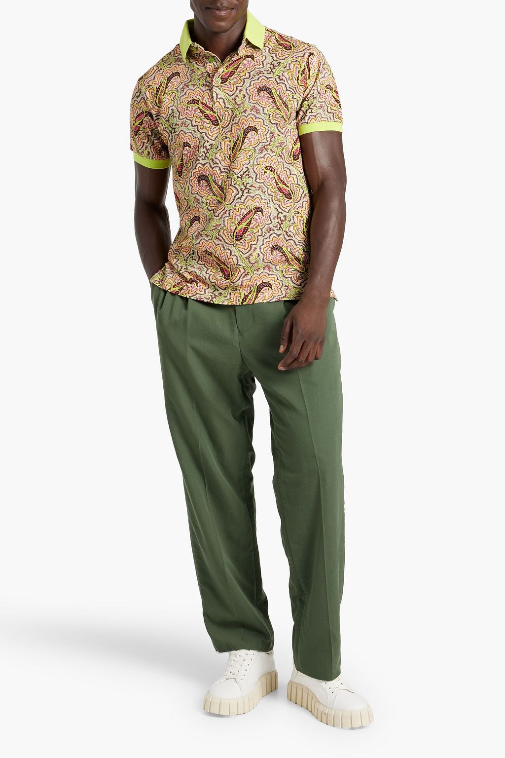 ETRO Printed cotton-piqué polo shirt