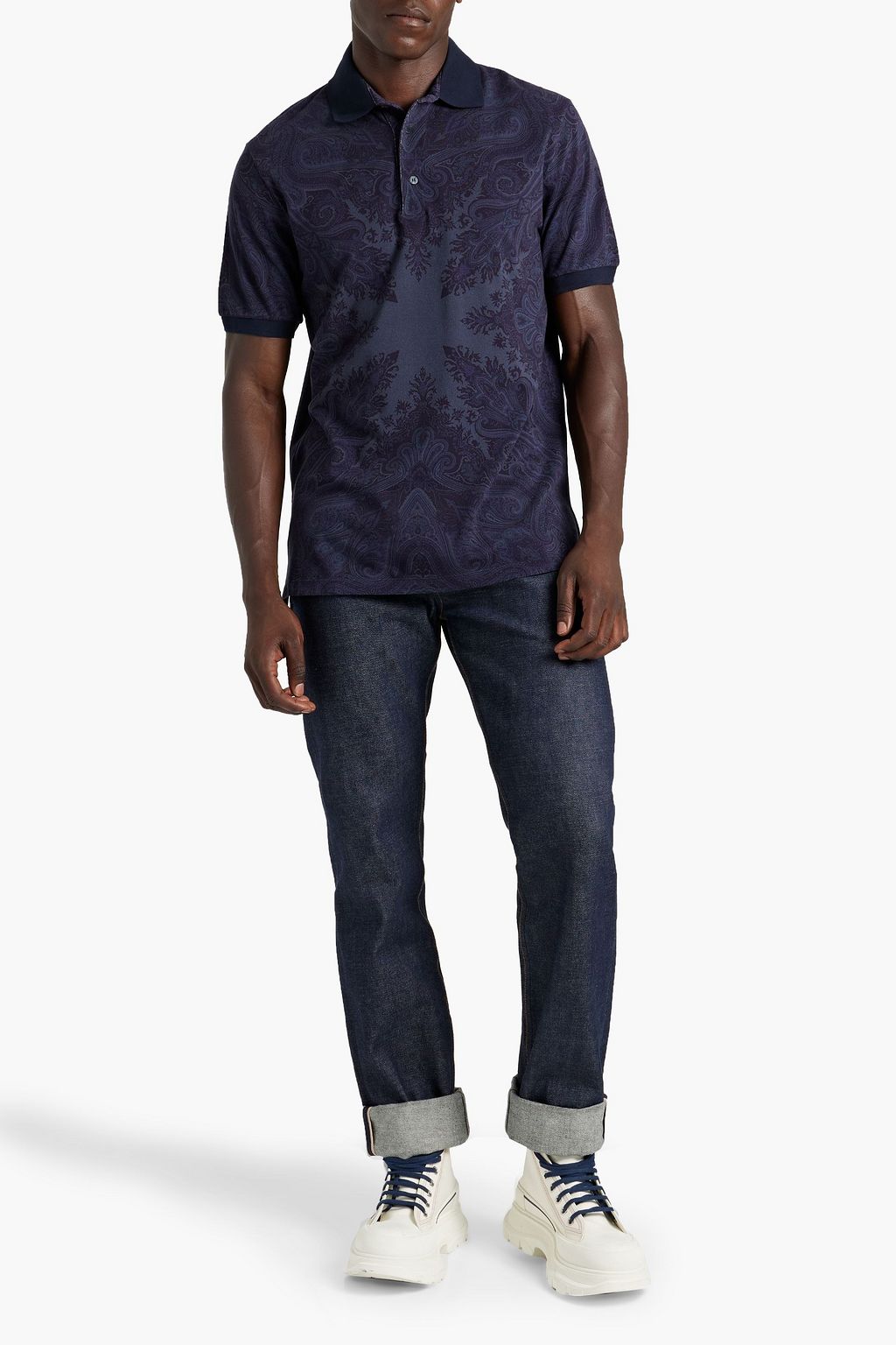 ETRO Printed cotton-piqué polo shirt