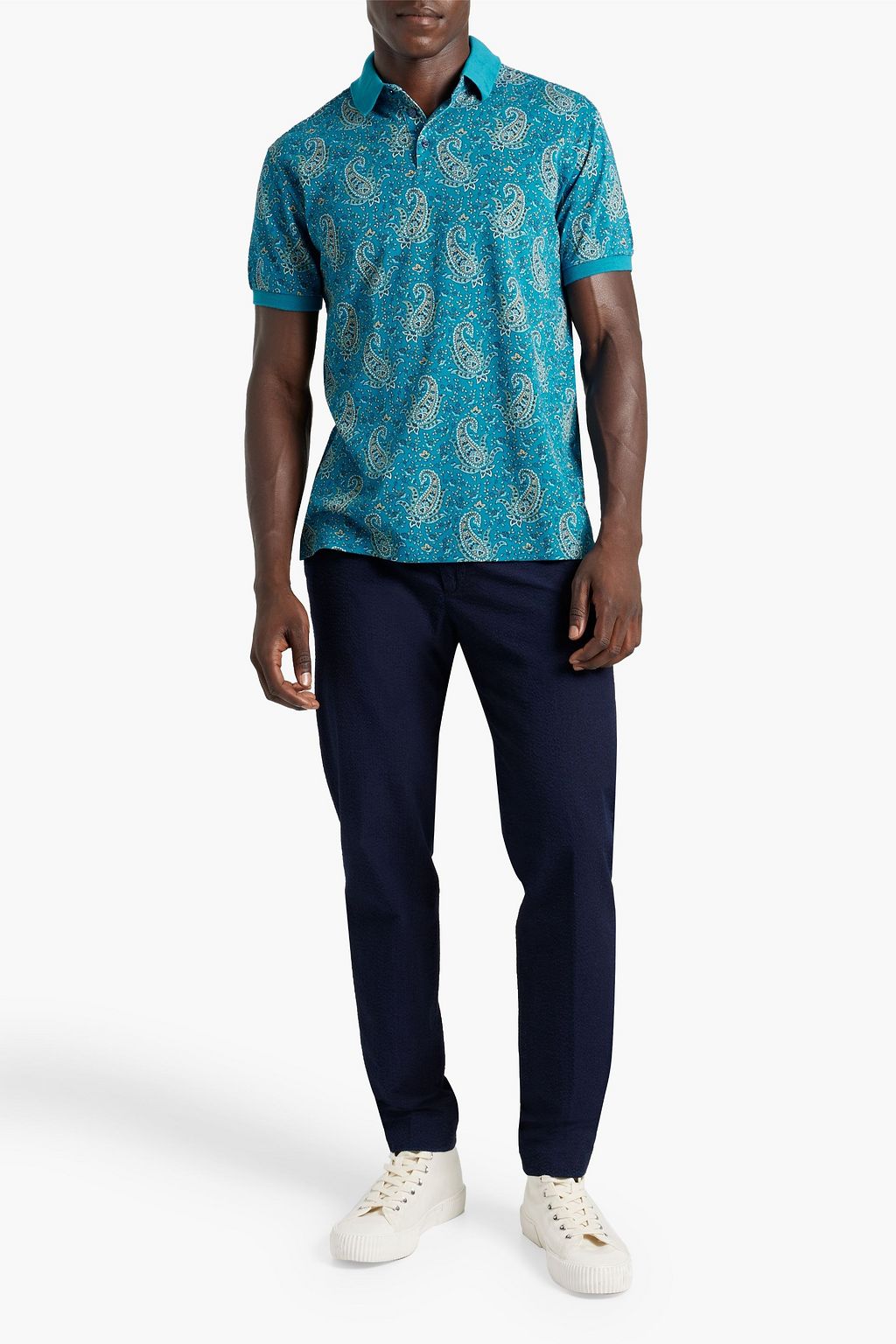 ETRO Paisley-print cotton-piqué polo shirt