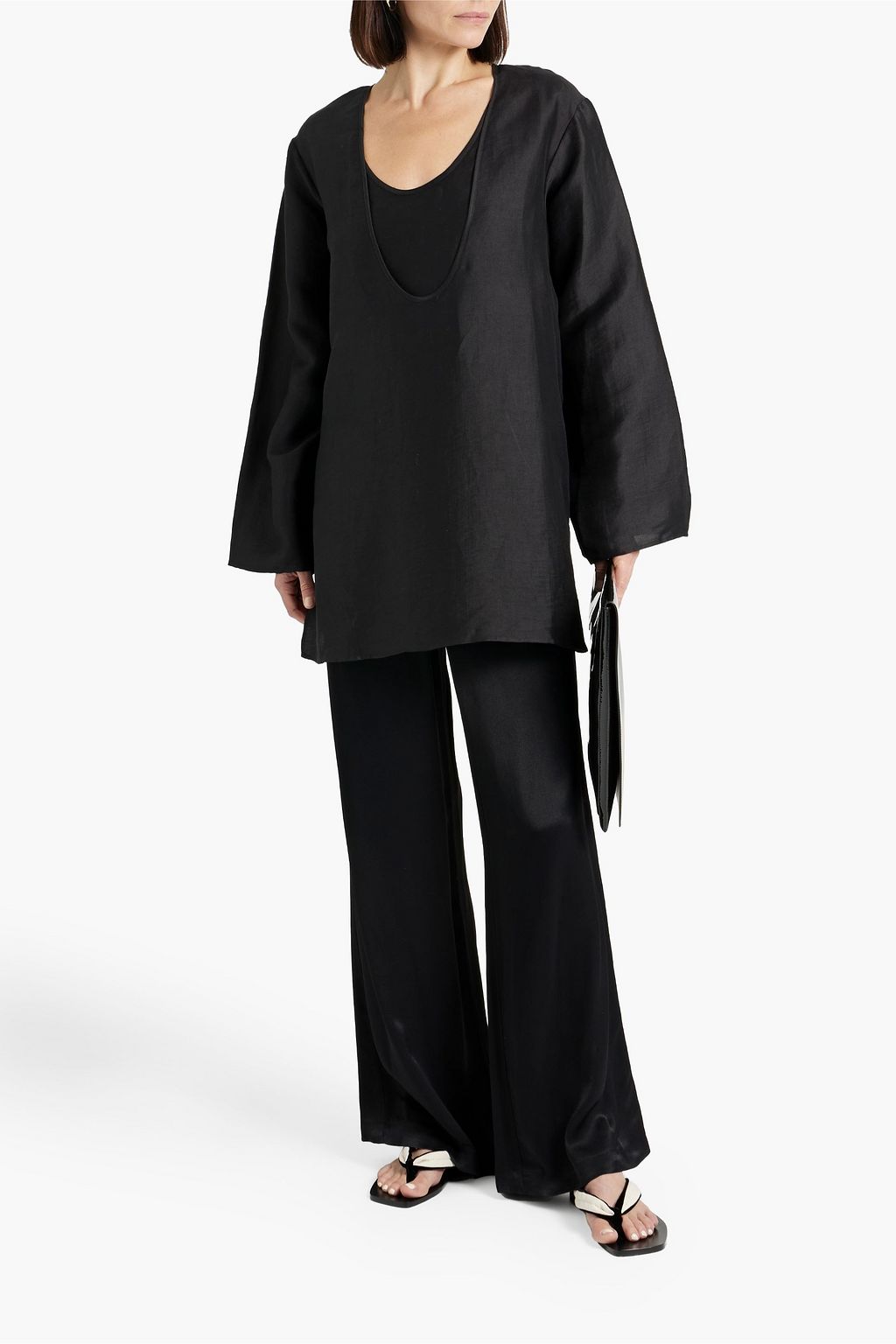 TOTEME Layered linen-blend top