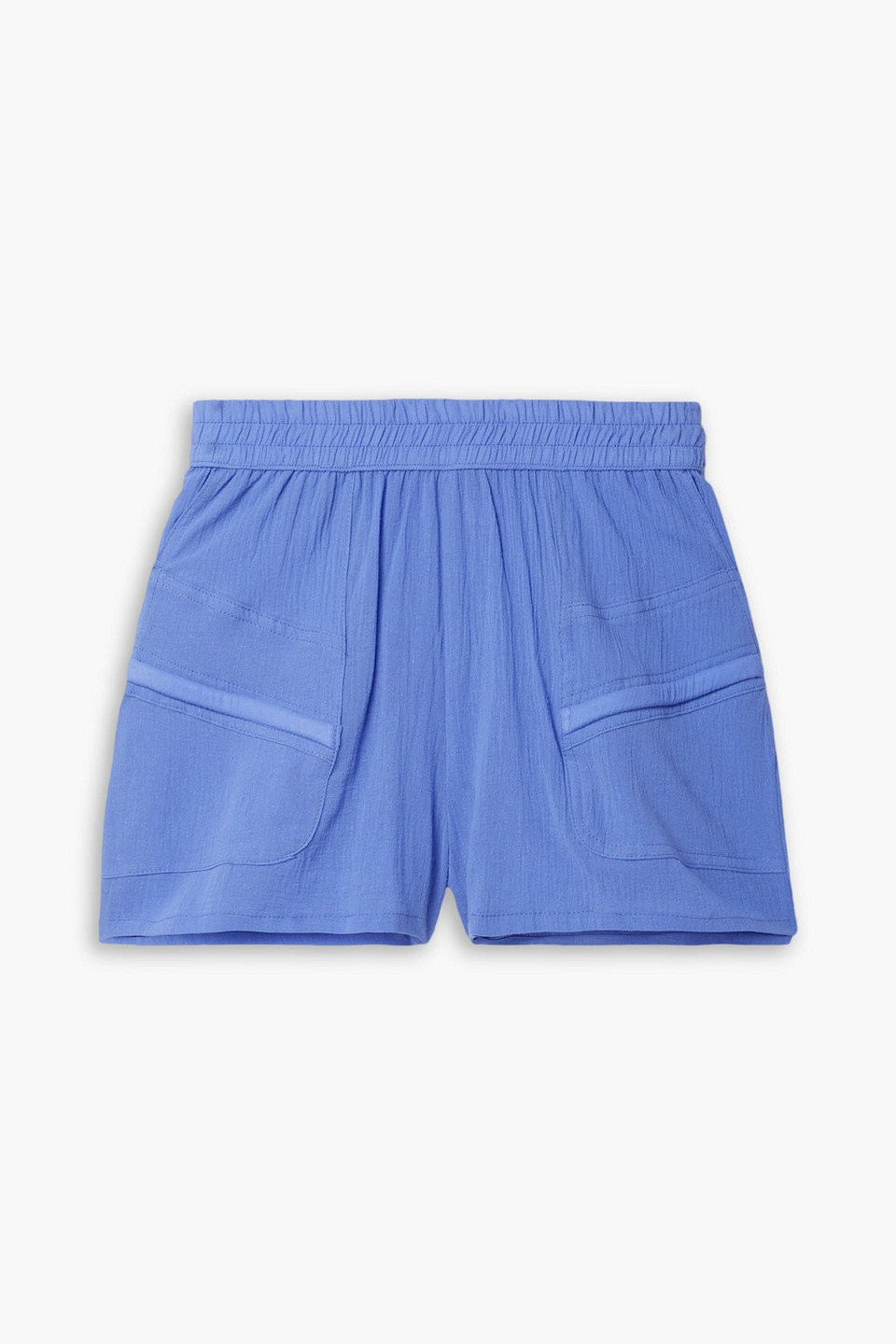 Paradised Prim Crinkled Cotton-gauze Shorts In Cobalt Blue