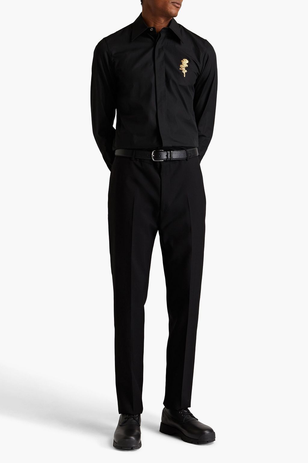 MCQUEEN Embroidered cotton-poplin shirt