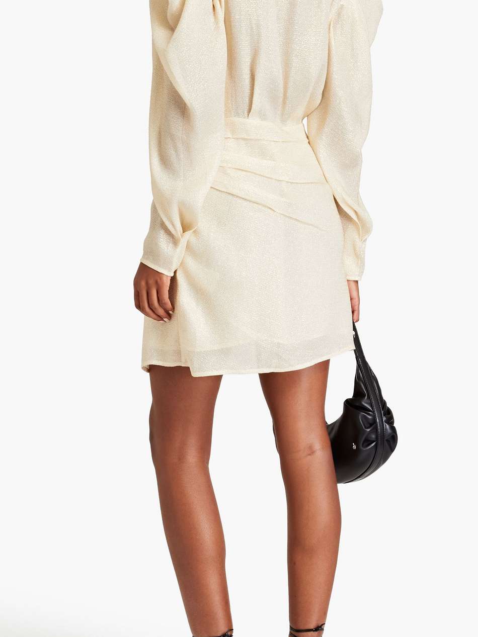 lorelle wrap-effect pleated lamé mini dress