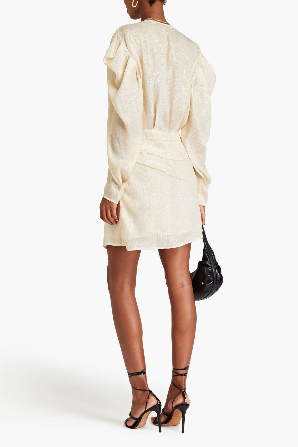 Iro Lorelle Wrap-effect Pleated Lamé Mini Dress In Cream