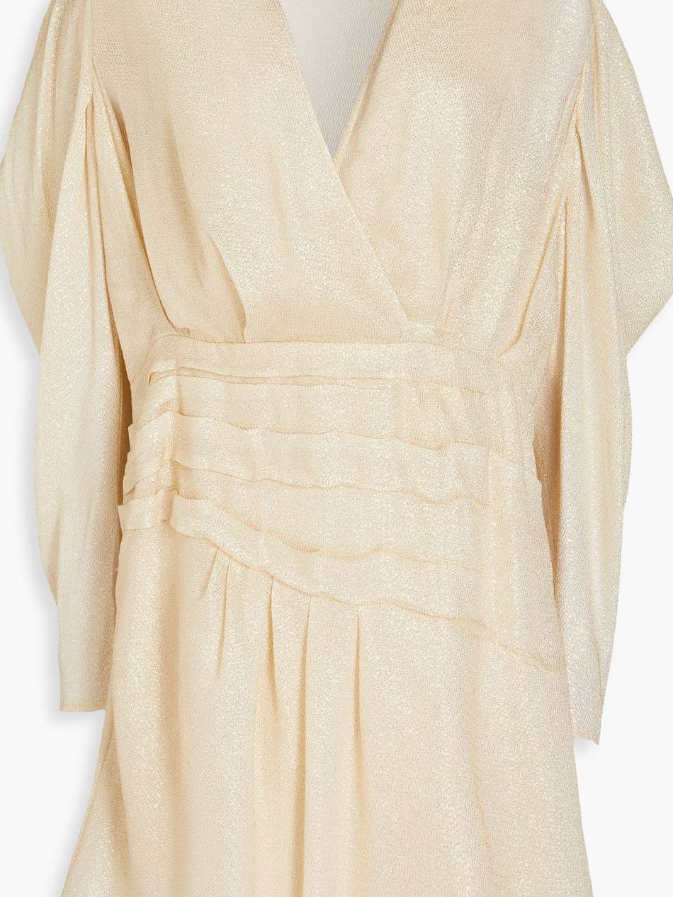 lorelle wrap-effect pleated lamé mini dress