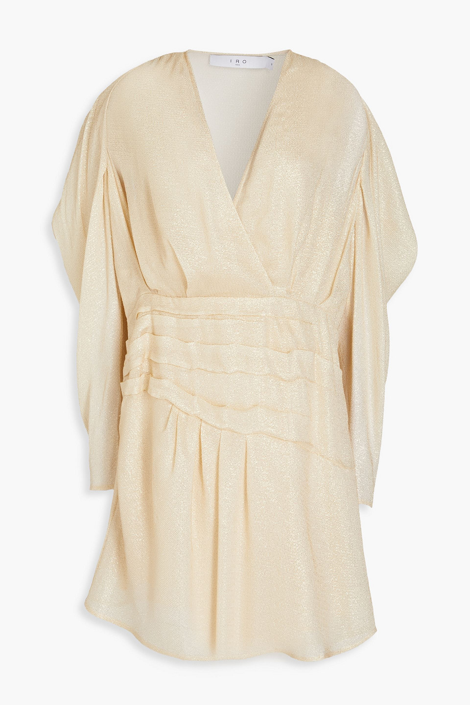 Iro Lorelle Wrap-effect Pleated Lamé Mini Dress In Cream