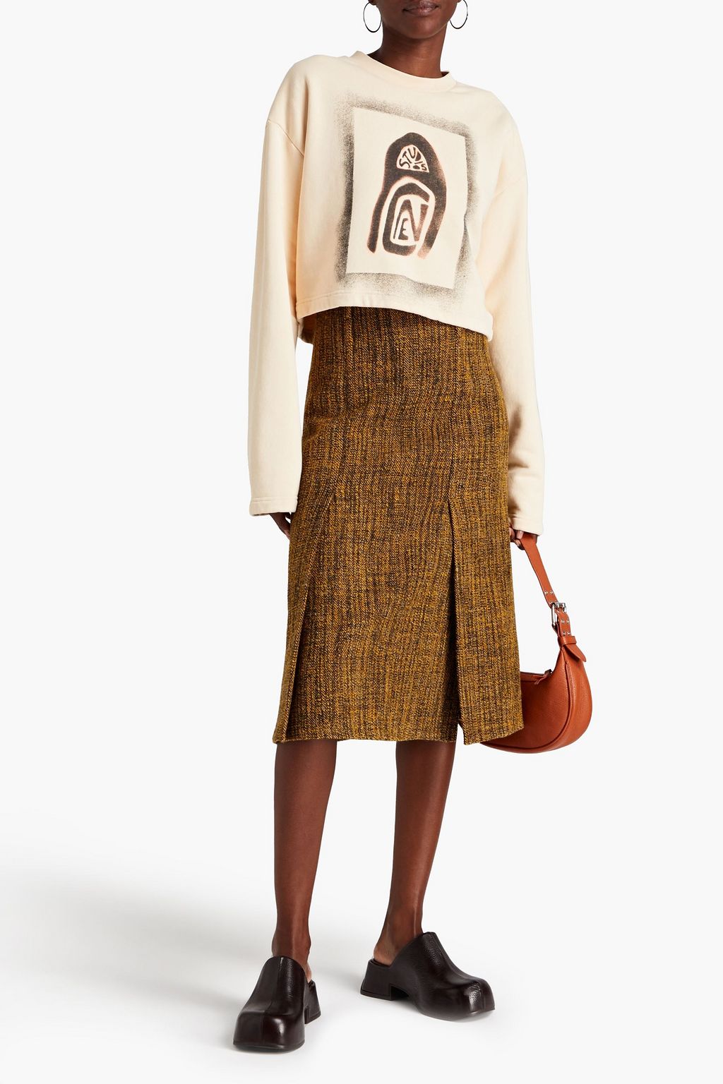 ACNE STUDIOS 프린트 프렌치 코튼 테리 크롭 스웻셔츠