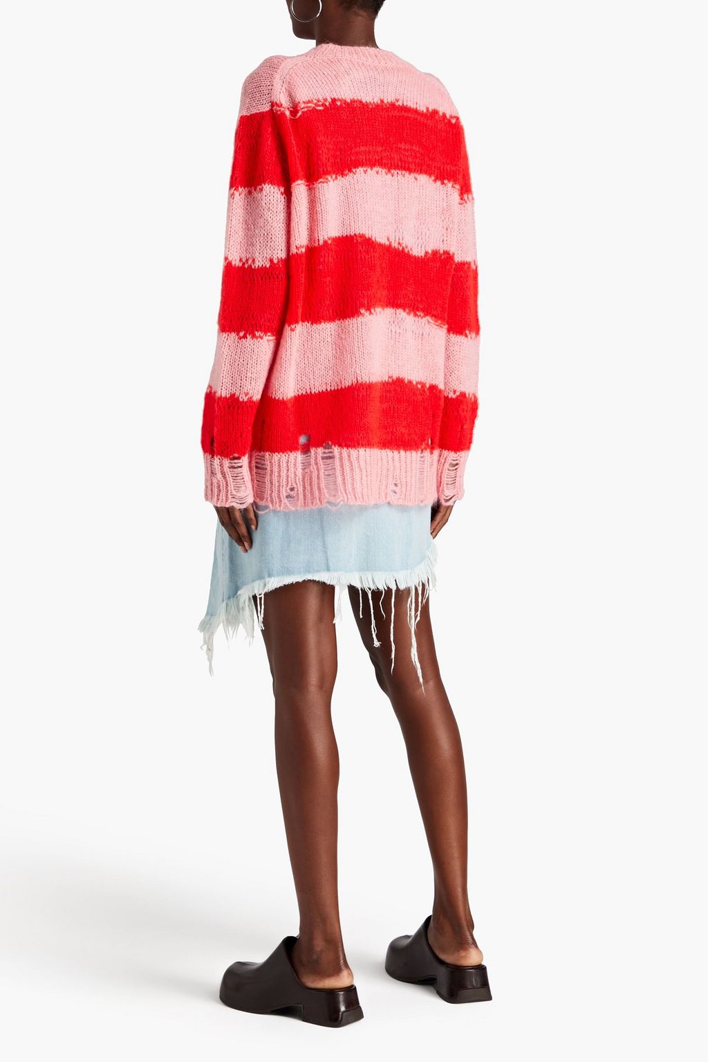 ACNE STUDIOS Kalia distressed striped intarsia-knit sweater
