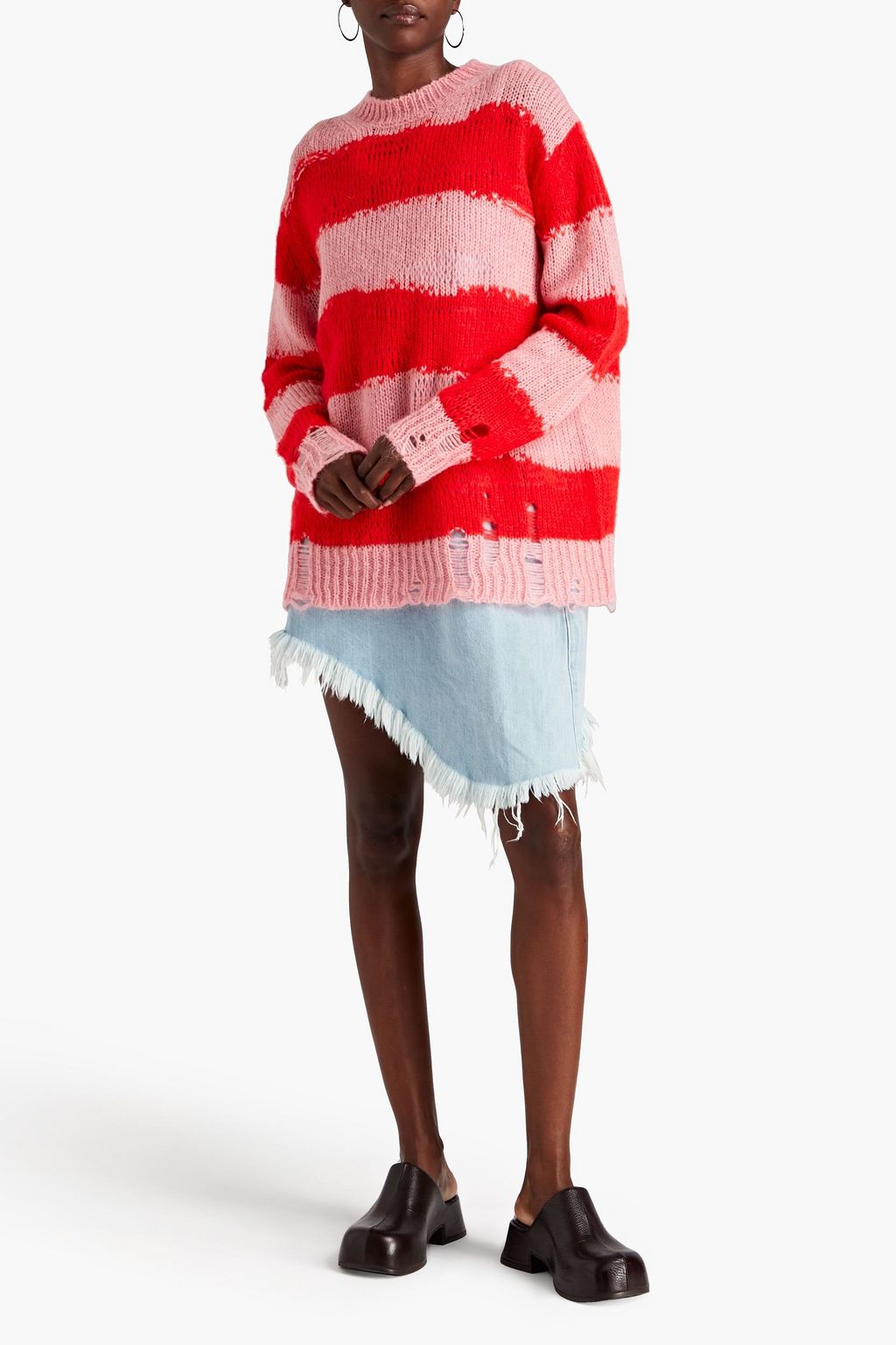 ACNE STUDIOS Kalia distressed striped intarsia-knit sweater
