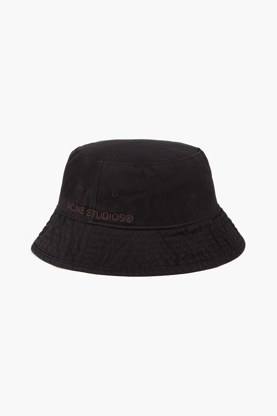 Shop Acne Studios Embroidered Cotton-twill Bucket Hat In Black