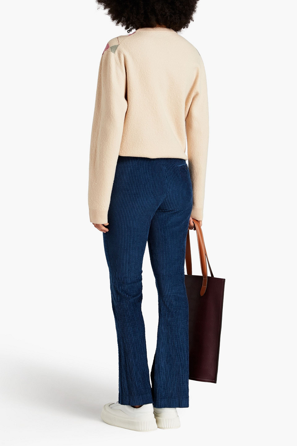 Shop Acne Studios Cotton-blend Corduroy Flared Pants In Storm Blue