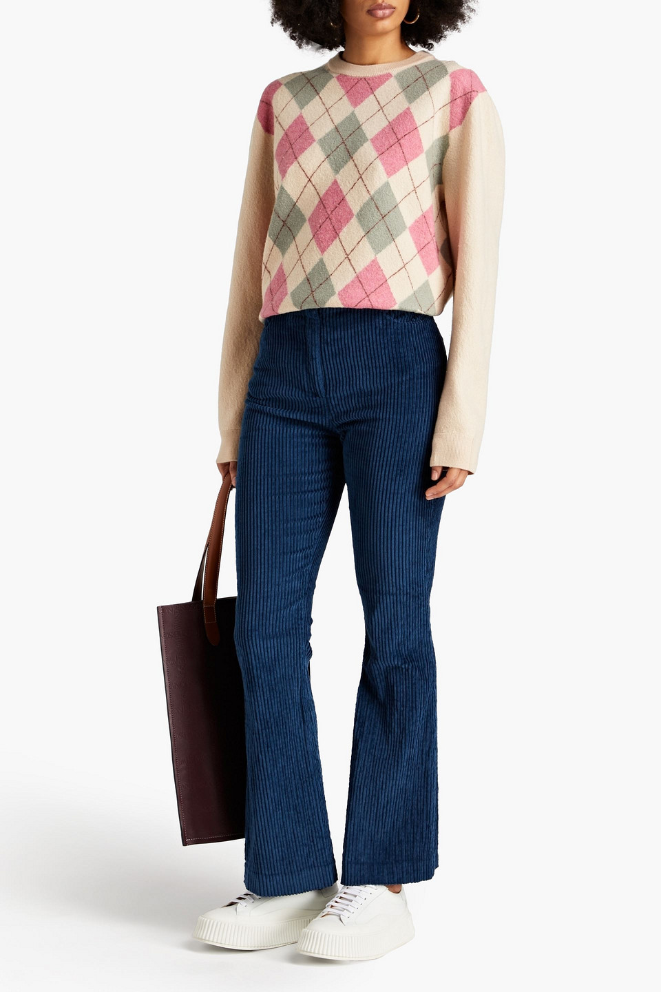 Shop Acne Studios Cotton-blend Corduroy Flared Pants In Storm Blue