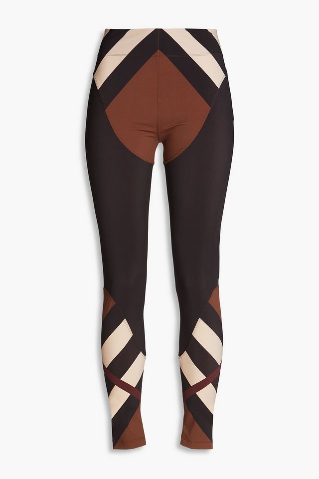 Checked stretch-jersey leggings