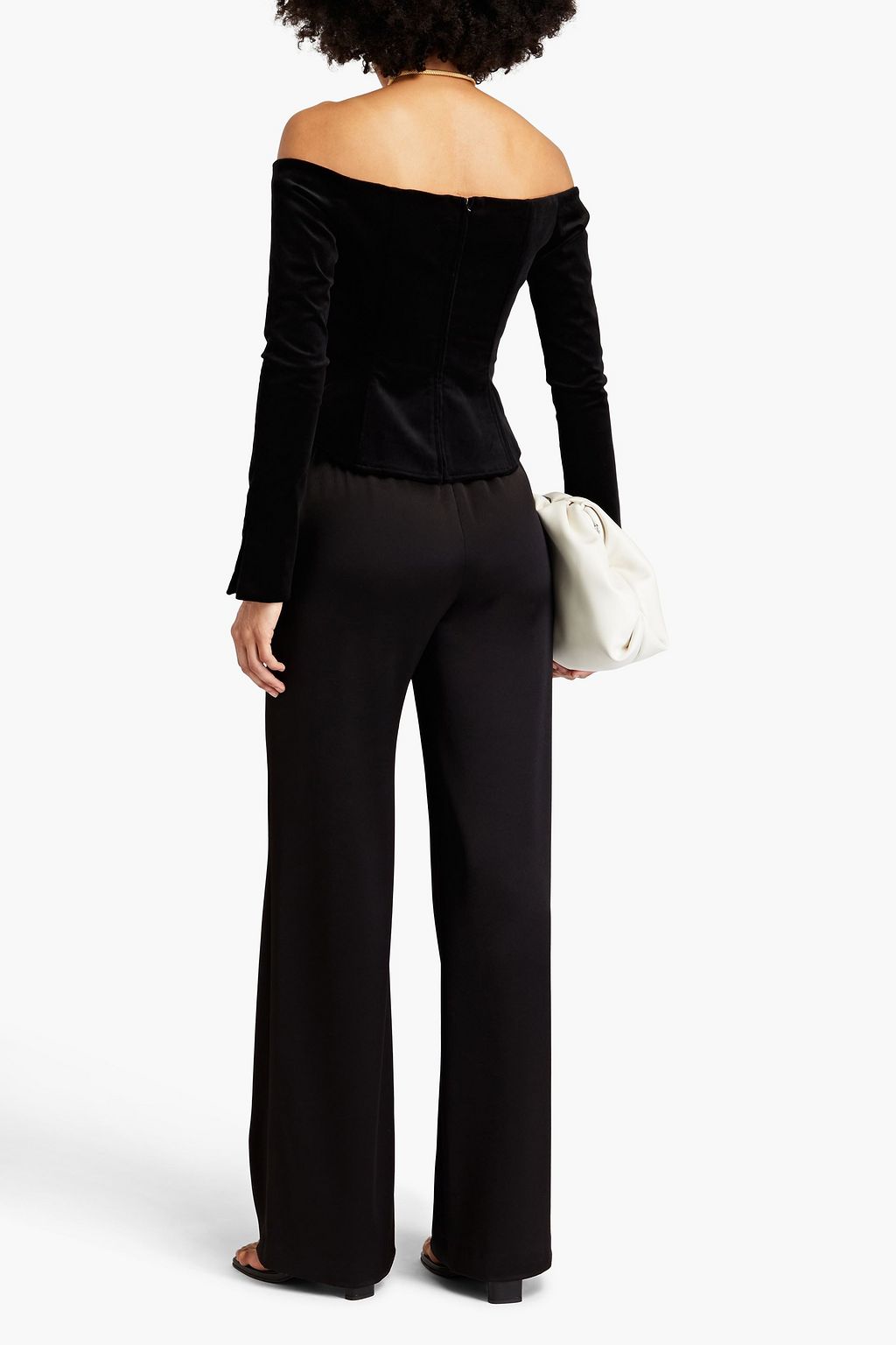 A.L.C. Cassie off-the-shoulder cotton-blend velvet top