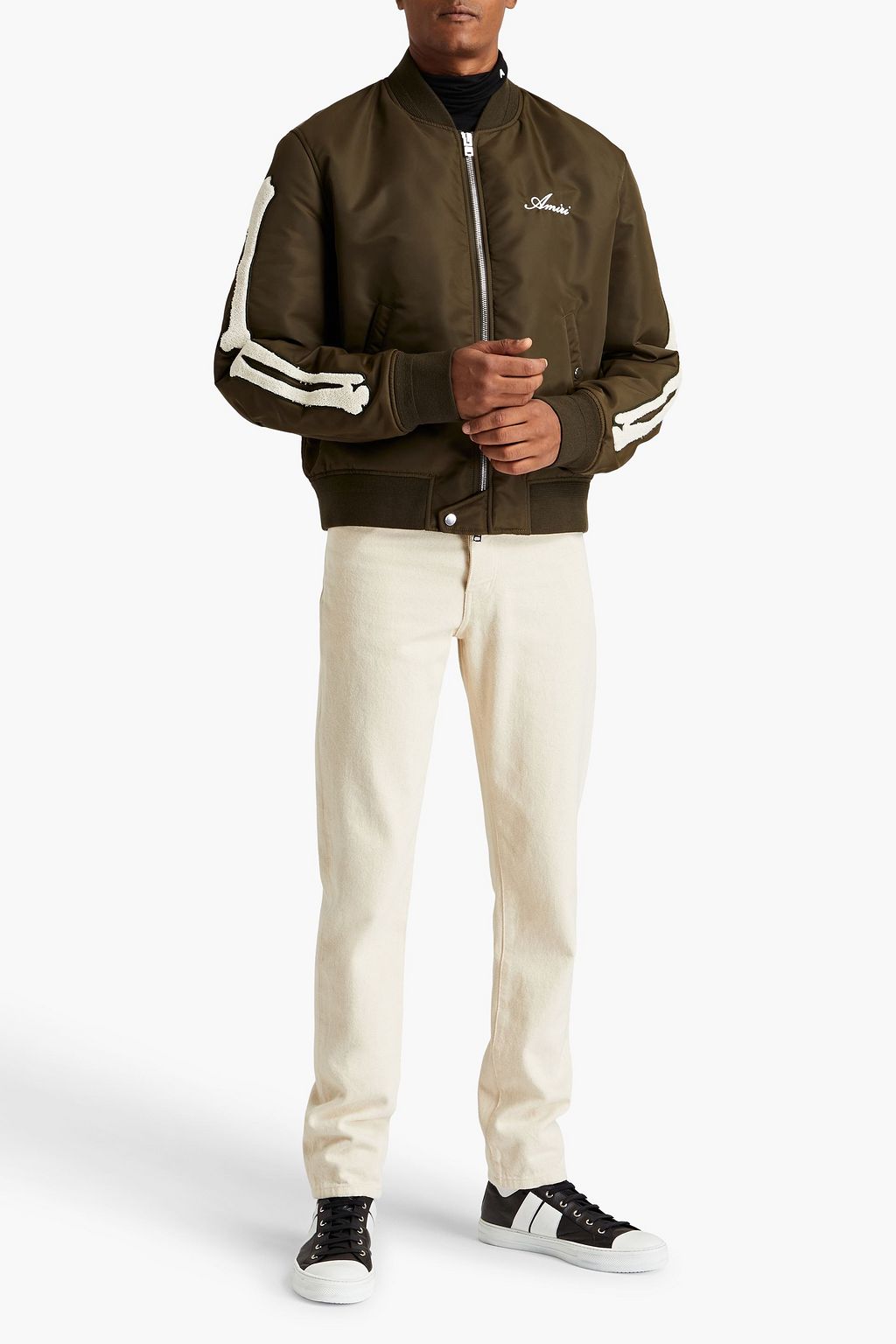 AMIRI Bomberjacke aus Shell mit Bouclé-Besatz