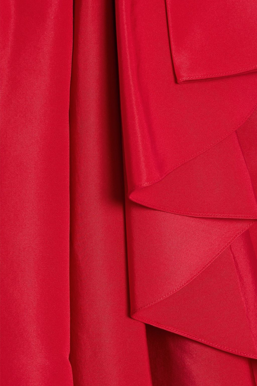 CAROLINA HERRERA シルクファイユ ラップ風ロングドレス プリーツ入り
