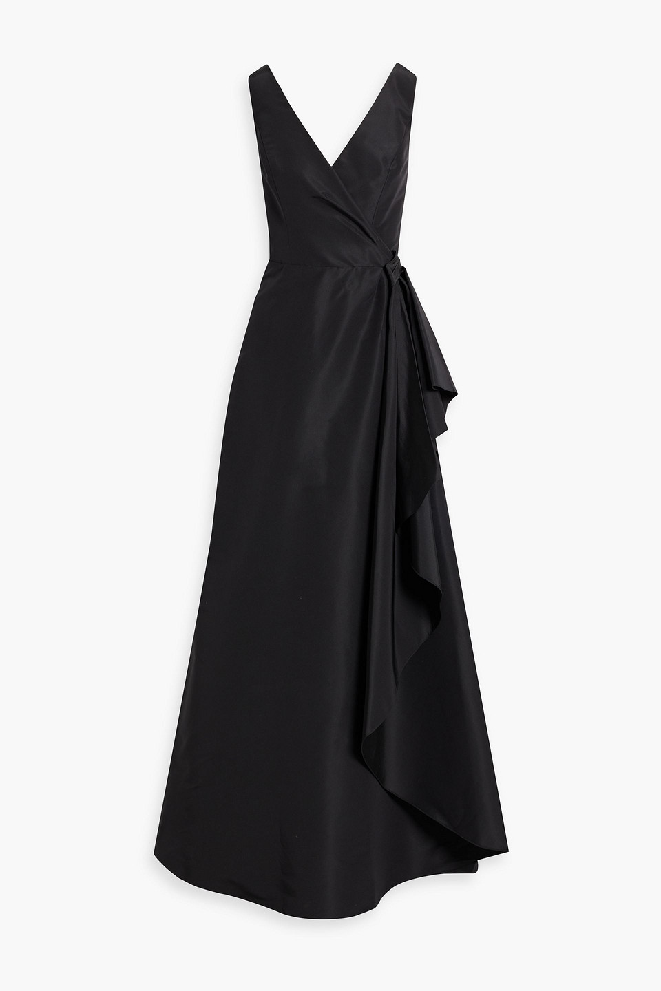 Carolina Herrera Wrap-effect Pleated Silk-faille Gown In Black