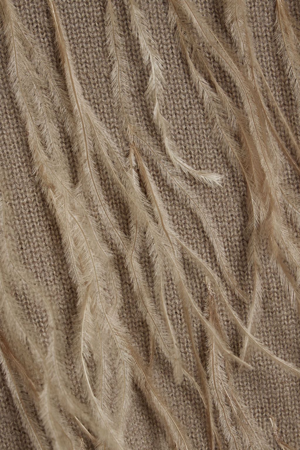 LAPOINTE Cropped Oberteil aus einer Kaschmir-Seidenmischung mit Federbesatz