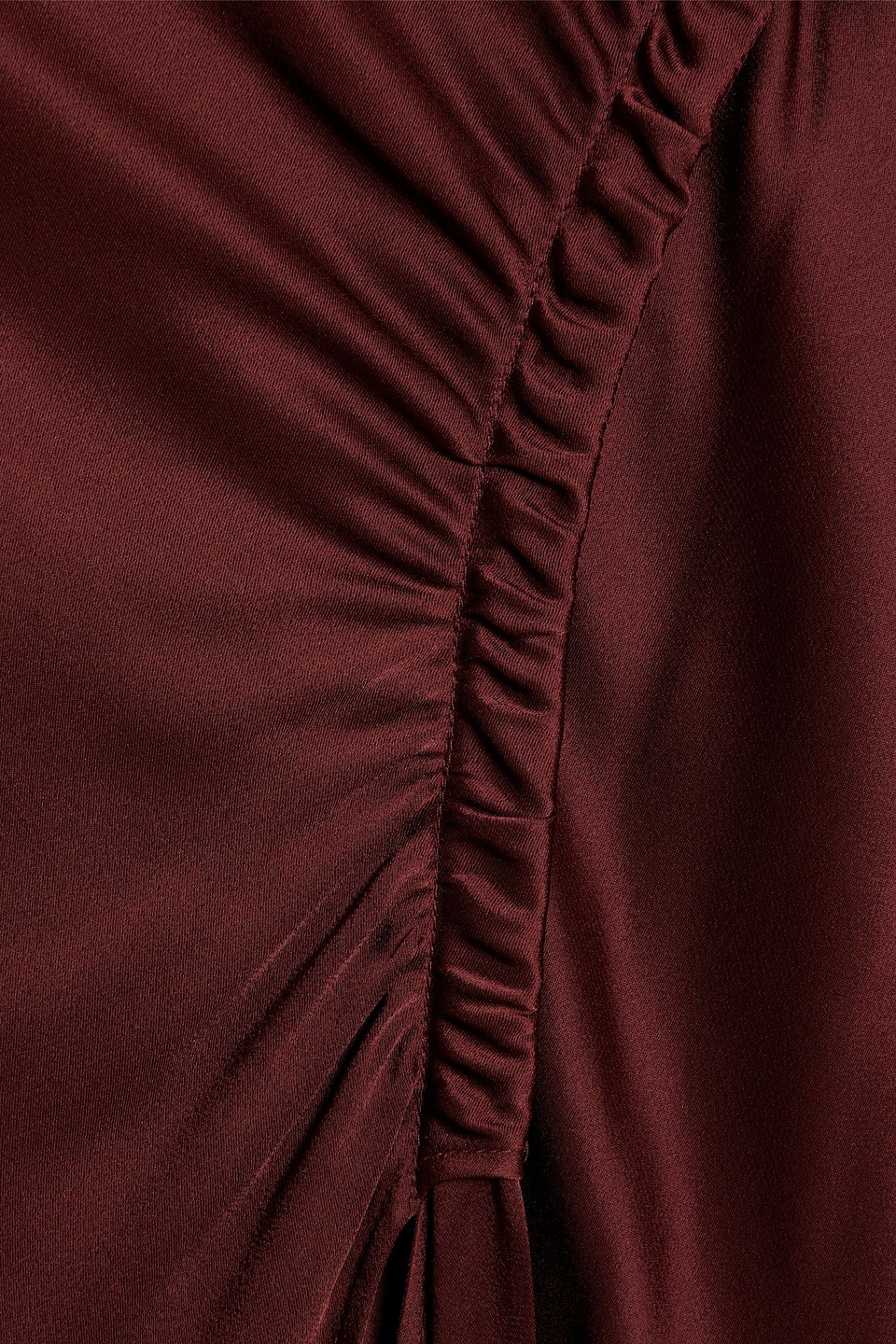 Shop Lapointe Ruched Satin-crepe Midi Skirt In Merlot