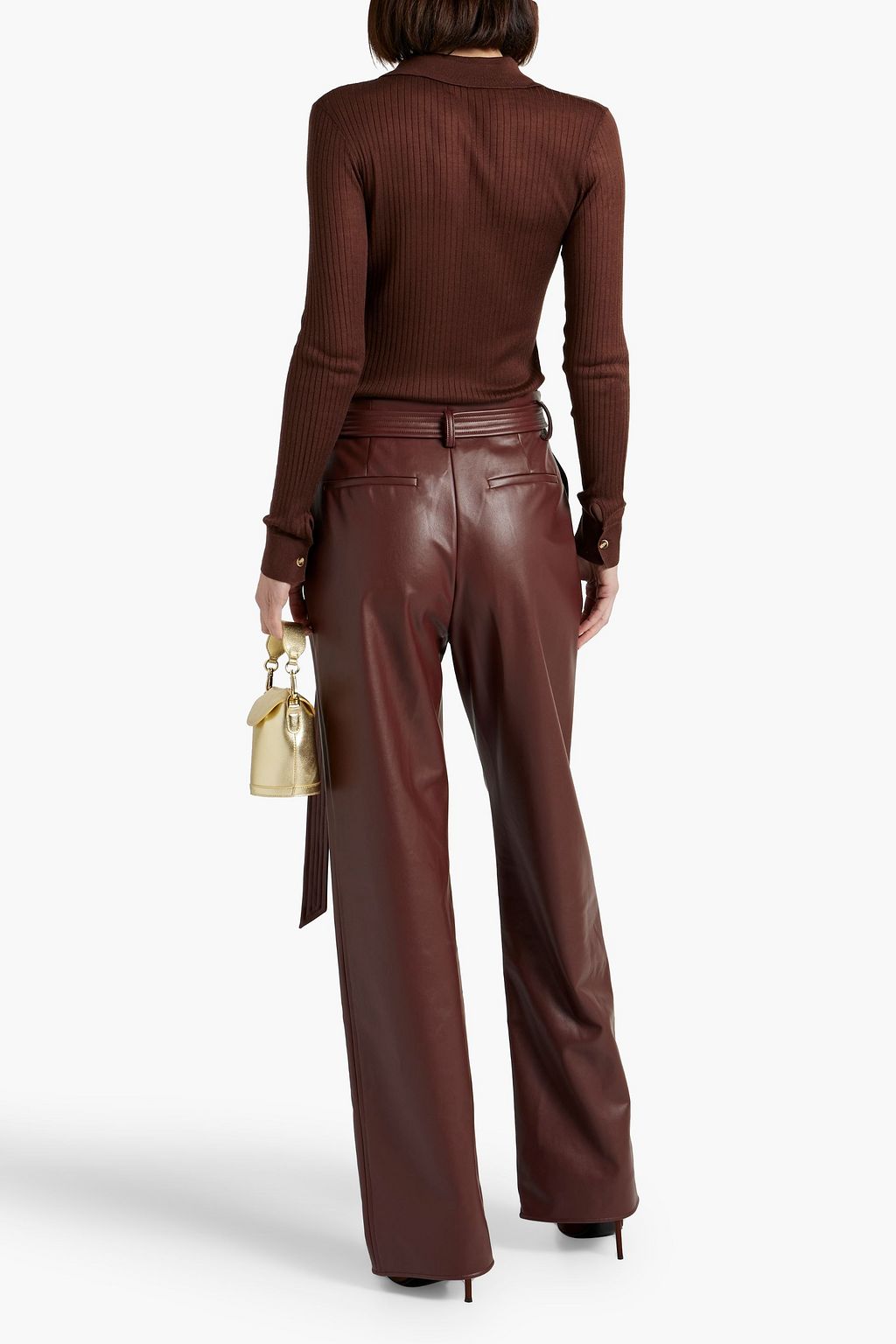 LAPOINTE Belted faux leather straight-leg pants