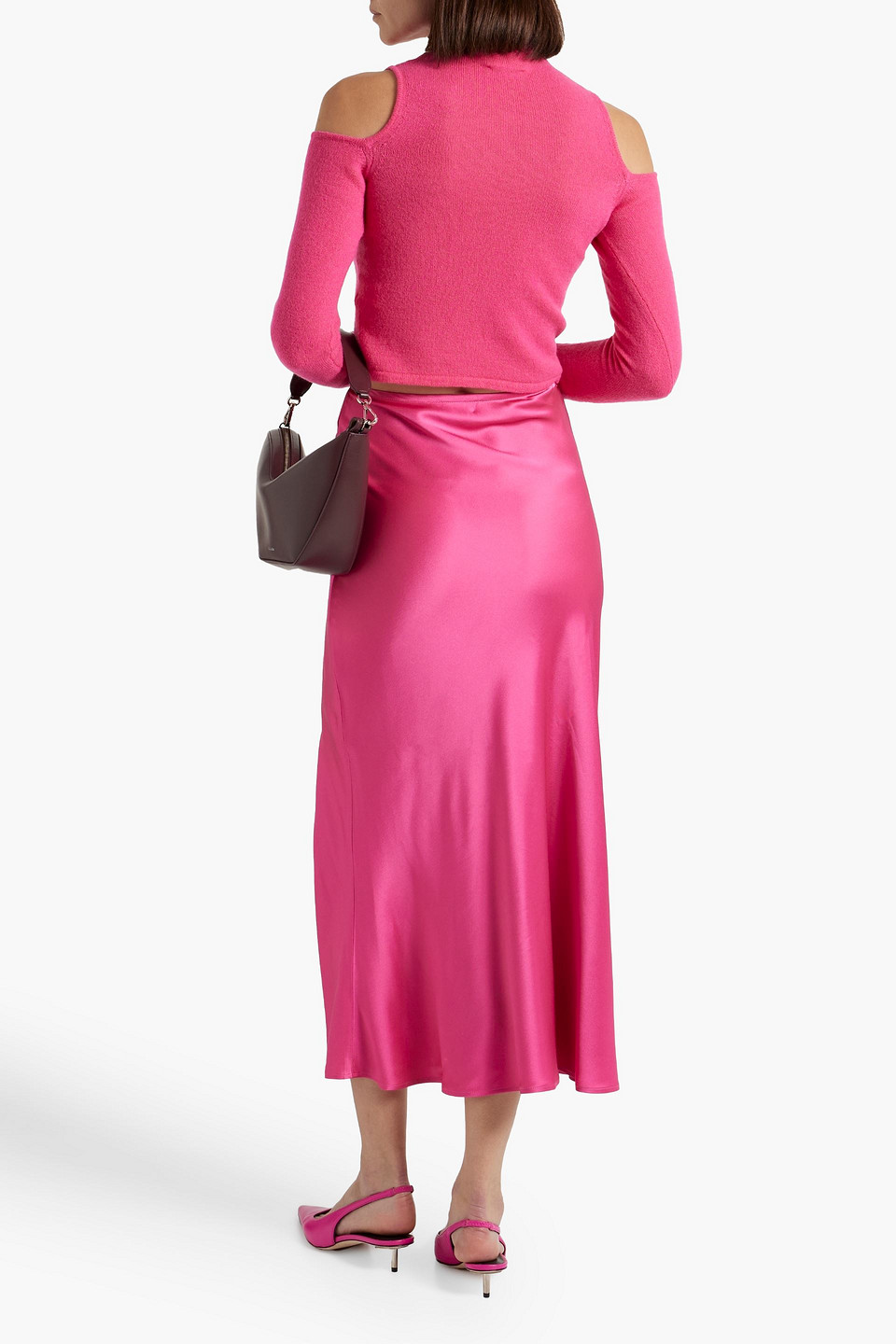 Shop Lapointe Cold-shoulder Cashmere And Silk-blend Turtleneck Sweater In Pink