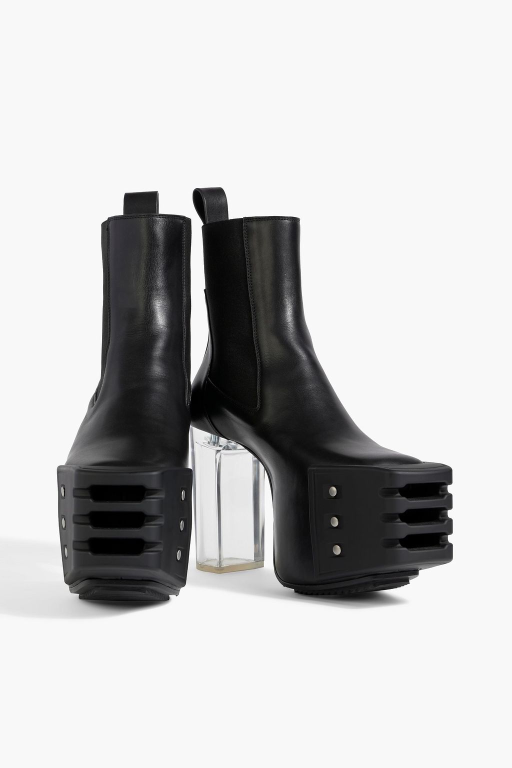 RICK OWENS Grilled leather platform ankle boots