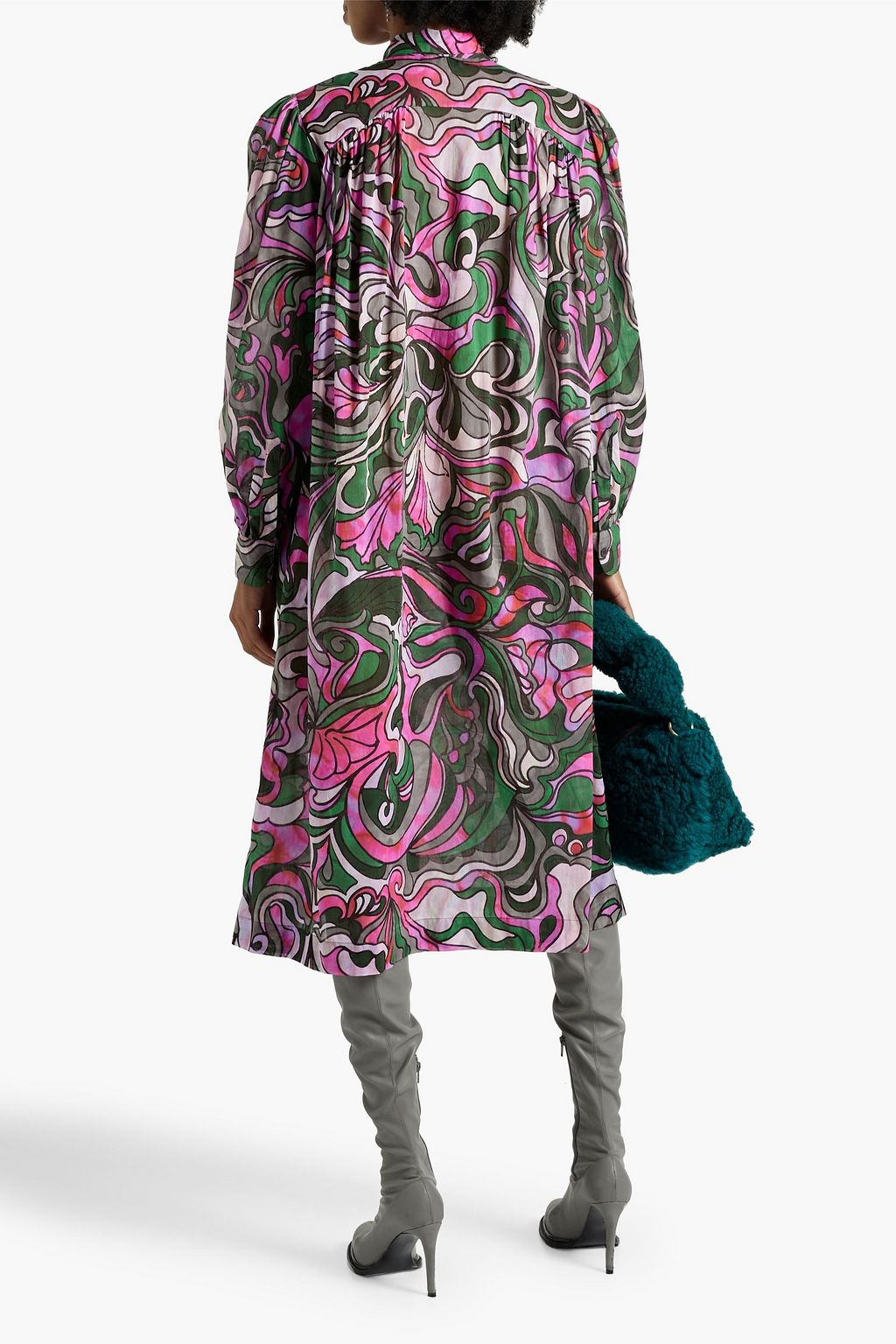 DRIES VAN NOTEN Gathered printed cotton-voile midi dress