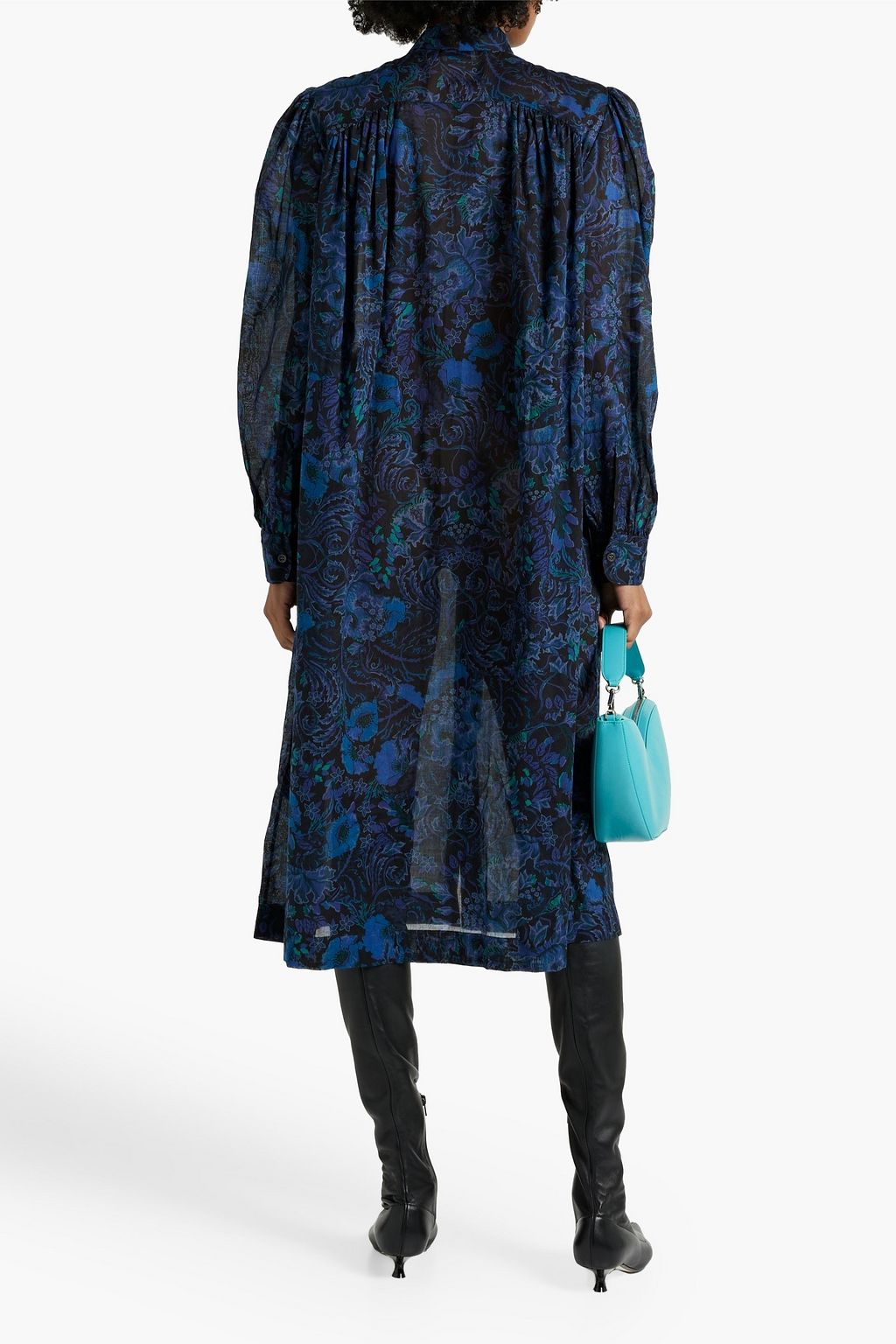 DRIES VAN NOTEN Gathered floral-print cotton-voile midi dress